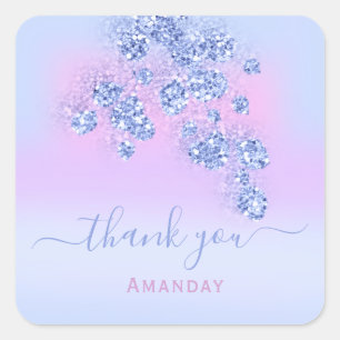 Adesivo Quadrado Ombre Azul Oceano Glitter Pastel Casamento ANIVERS