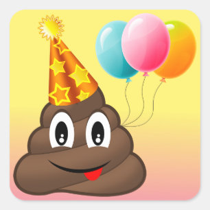 Adesivo Quadrado Ombre Festa de aniversário Poop Emoji Stickers