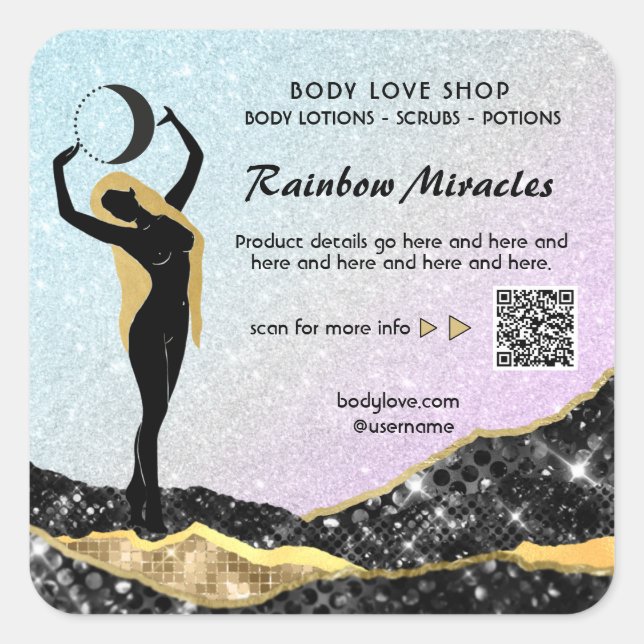 Adesivo Quadrado *~* Ombre Goddess Intenção Ortografia AP24 Squ Arc (Frente)