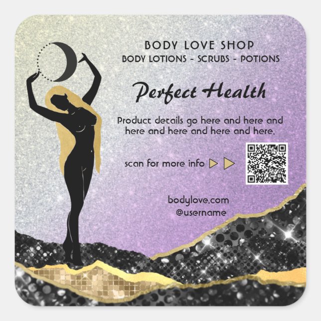 Adesivo Quadrado *~* Ombre Lavanda Deusa Intenção Ortográfica AP24 (Frente)