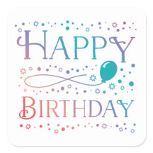 Ombre Pastel Confetes e Balão Feliz Aniversário