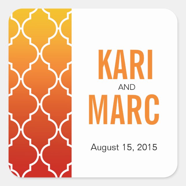 Adesivo Quadrado Ombre Quatrefoil Geométrico Favor Decal | pôr do s (Frente)