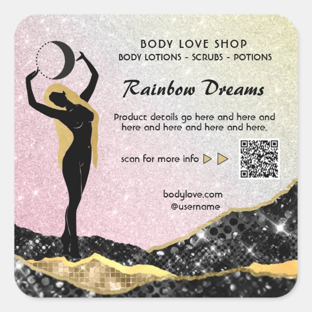 Adesivo Quadrado *~* Ombre Rainbow Goddess Intenção Spell AP24 S (Frente)