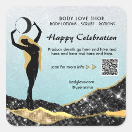 Adesivo Quadrado *~* Ombre Turquoise Goddess Intenção Ortográfica A