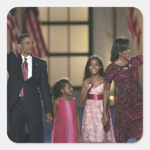 Adesivo Quadrado Onda da família de Barak Obama na última noite d