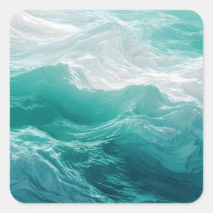 Adesivo Quadrado Ondas Abstratas do Oceano Turquesa Sonho