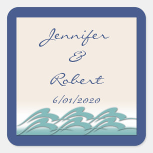 Adesivo Quadrado Ondas de Marinho de amor - selos/adesivos