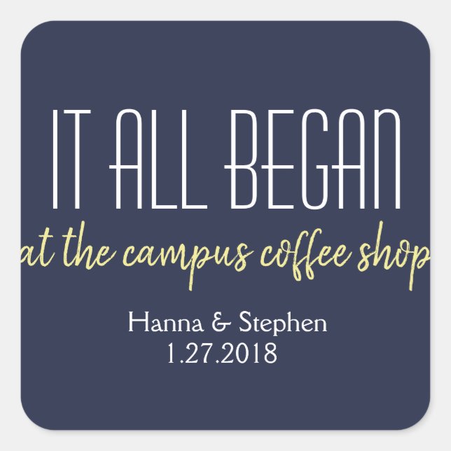 Adesivo Quadrado Onde Tudo Começou História de Amor (Frente)