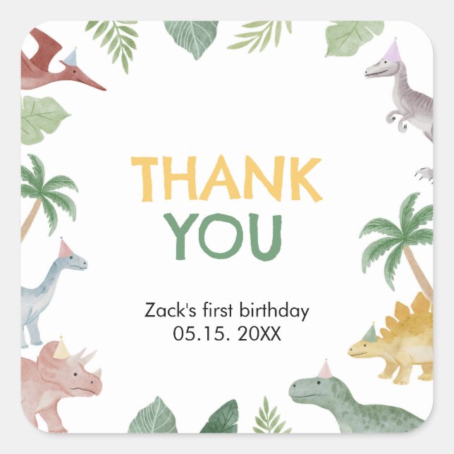 Adesivo Quadrado One A Saurus Dinosaur Boy Square (Frente)