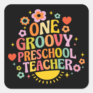 Adesivo Quadrado One groovy preschool teacher