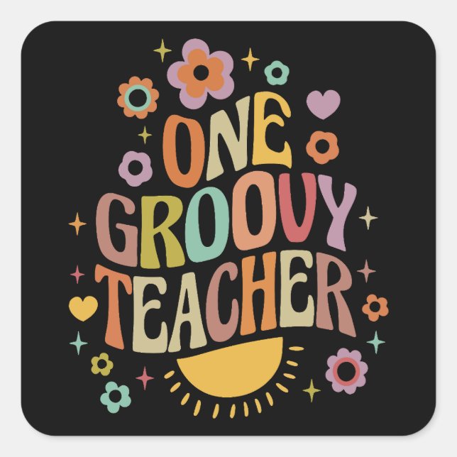 Adesivo Quadrado One groovy teacher (Frente)