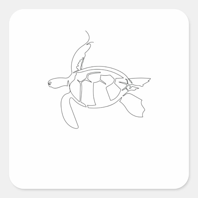 Adesivo Quadrado One Line Art Schildkröte gezeichnet (Frente)