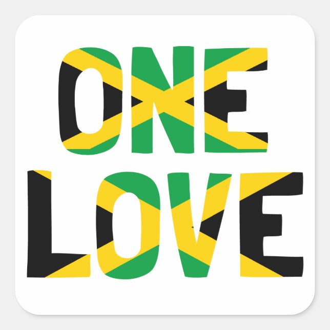 Adesivo Quadrado One Love Jamaican Flag Sticker (Frente)