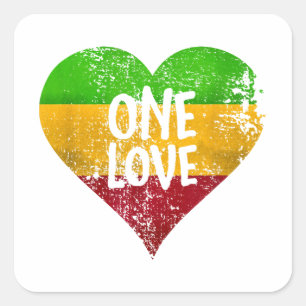 Adesivo Quadrado One Love Rastafari T Shirt Jamaica Retro Vintage G