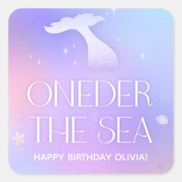 Adesivo Quadrado Oneder Sea Whimsical Sparkly Smermaid Birthday