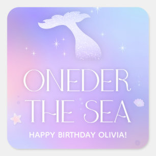 Adesivo Quadrado Oneder Sea Whimsical Sparkly Smermaid Birthday