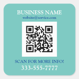 Adesivo Quadrado Ônibus. Nome Promo, Código QR, Lt Azul Branco