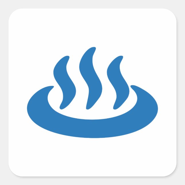 Adesivo Quadrado Onsen ♨ Hot Primavera 温 泉 Sinal Japonês (Frente)