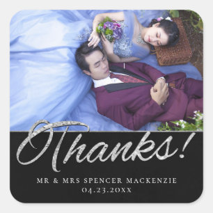 Adesivo Quadrado Onyx Black Velvet Grunge Silver Obrigados Foto