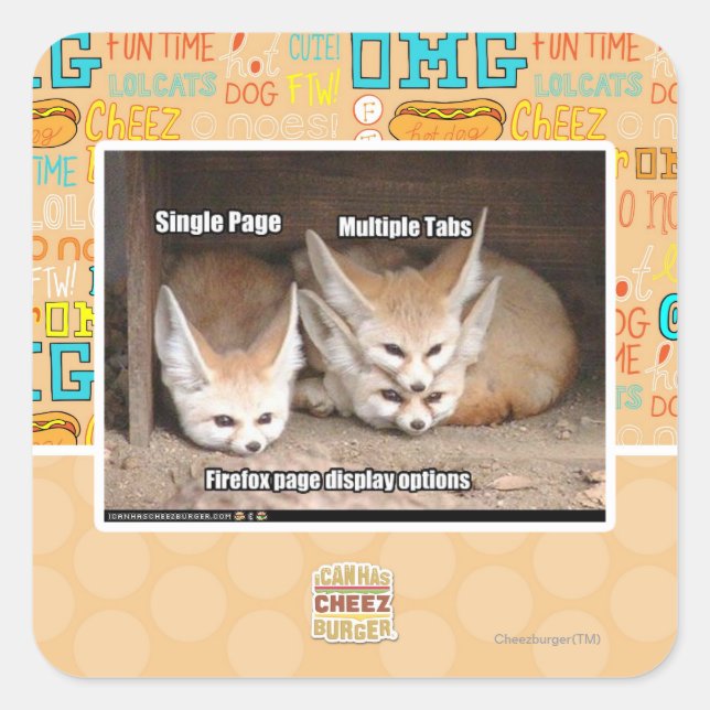 Adesivo Quadrado Opções da exposição da página (Frente)