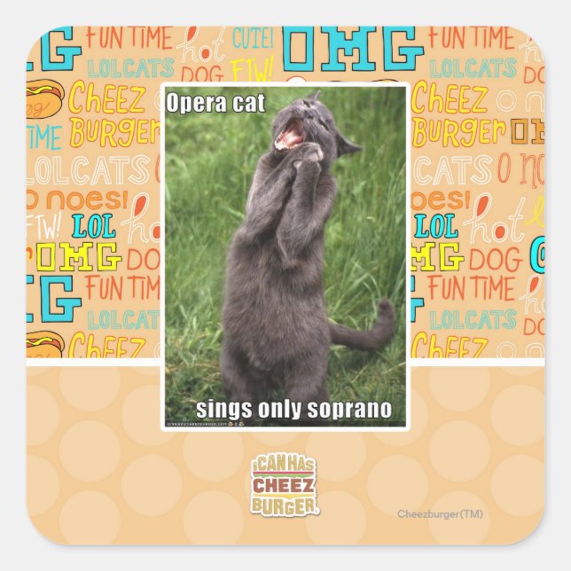 Adesivo Quadrado Ópera Cat (Frente)