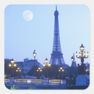 Adesivo Quadrado Opinião da noite da torre Eiffel