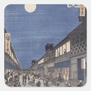 Adesivo Quadrado Opinião do nighttime da rua de Saruwaka