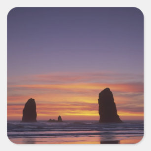 Adesivo Quadrado OR, Costa do Oregon, Cannon Beach, pilares de roch