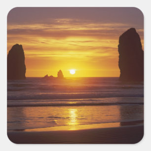 Adesivo Quadrado OR, Oregon Coast, Cannon Beach, Sastacks às 2