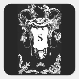 Adesivo Quadrado Oração arquitetônica antiga de monstro gótico