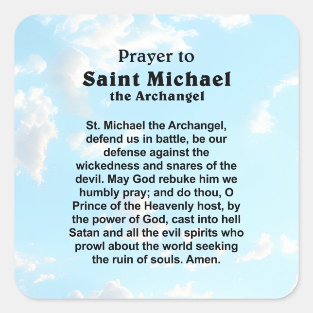 Adesivo Quadrado Oração Católica para Proteção e Coragem (Frente)