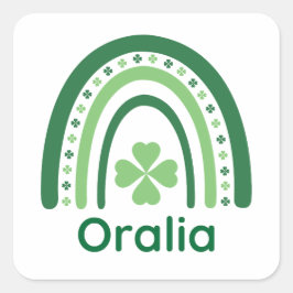 Adesivo Quadrado Oralia Nome Clover Boho Rainbow