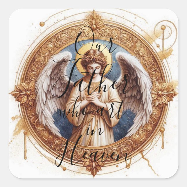 Adesivo Quadrado Orando Anjo - Nosso Pai (Frente)