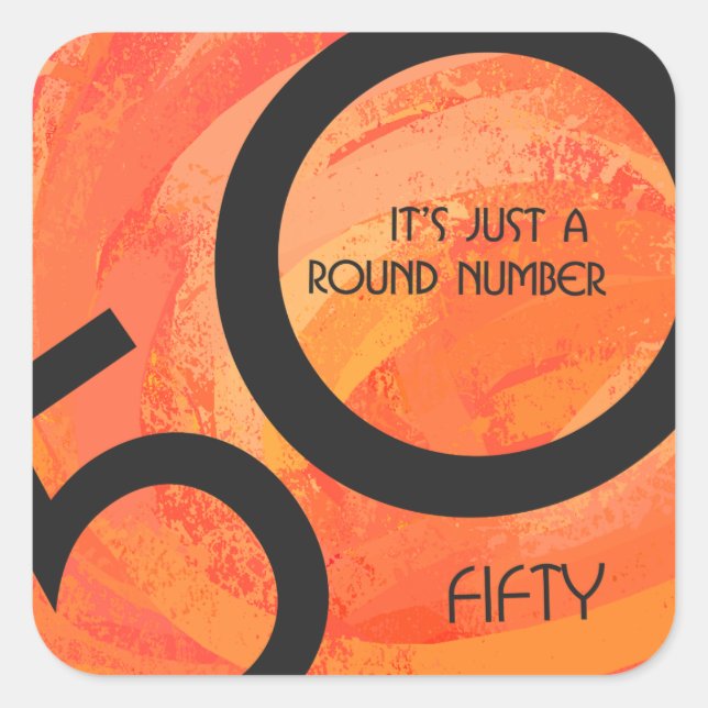 Adesivo Quadrado Orange 50 Decade Birthday (Frente)