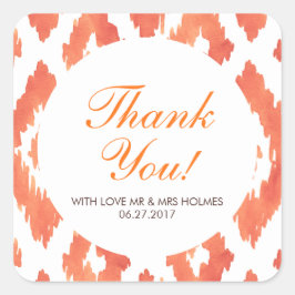 Adesivo Quadrado Orange Ikat Obrigado