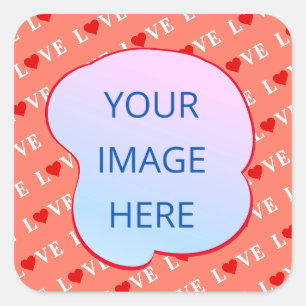 Adesivo Quadrado Orange LOVE Heart