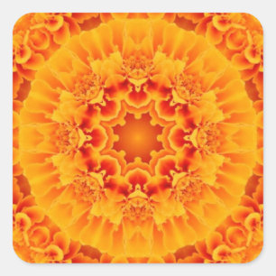 Adesivo Quadrado Orange Marigold Mandala