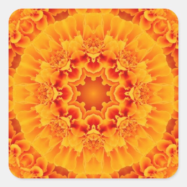 Adesivo Quadrado Orange Marigold Mandala (Frente)
