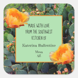 Adesivo Quadrado Orange Prickly Pear Cactus / "Da Cozinha de"