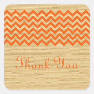 Adesivo Quadrado Orange Rustic Chevron Obrigado Stickers