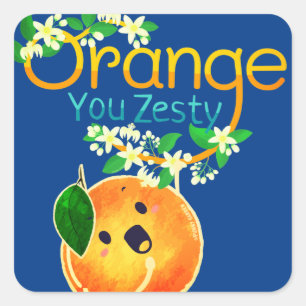Adesivo Quadrado Orange You Zesty - Punny Garden