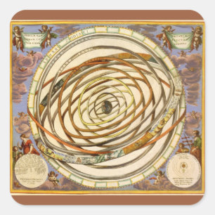 Adesivo Quadrado Órbita dos planetas da astronomia do vintage,