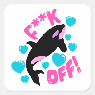 Adesivo Quadrado Orca Girly Pink F Off Killer Whale