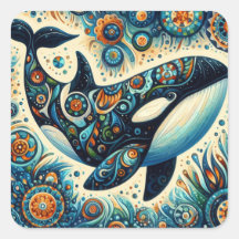 Orca Killer Whale Floral Whimssic - Praia Náutica 