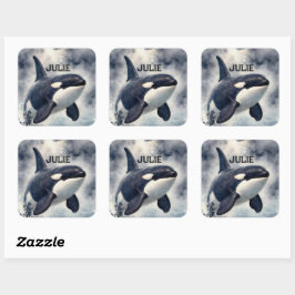 Adesivo Quadrado Orca Ondas tempestuosas, Personalizado