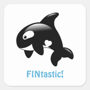 Adesivo Quadrado Orca pequena bonito FINtastic (fantástico)