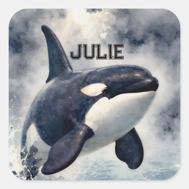 Adesivo Quadrado Orca Stormy waves, Personalized Square Sticker (Frente)