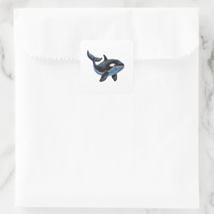 Adesivo Quadrado Orca Whale - Folk Art