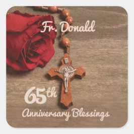 Adesivo Quadrado Ordenação do Padre 65º Rosa e Rosary