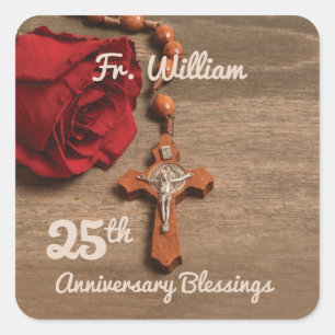 Adesivo Quadrado Ordenação por 25 do Padre Rosa e Rosary